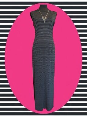 Vintage Necessary Objects 90s Parisian Minimalist Black White Striped Dress M